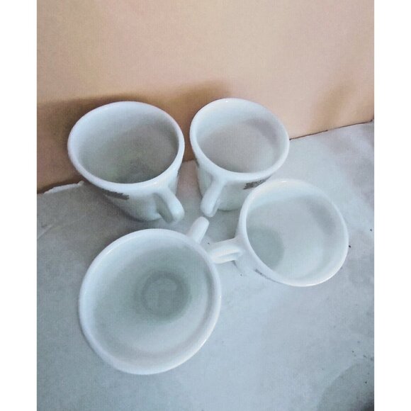 Vintage Pyrex Milk Glass Coffee Mugs Woodland Brown Set of 4 - Picture 8 of 9